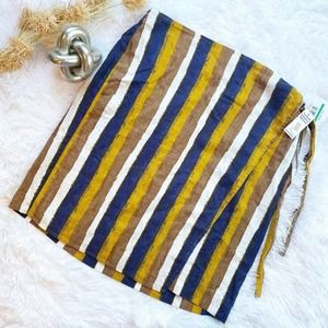 NWT | ELLEN TRACY Wrap Water Stripe Maize Skirt